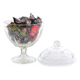 Bomboniere De Vidro Compoteira Com Base E Tampa 500ml 13cm