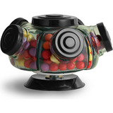 Bomboniere Mini Baleiro Giratório De Vidro Colorido 5 Potes