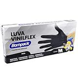 Bompack Luva Vinilflex Preta Tamanho M Caixa 100 Unid