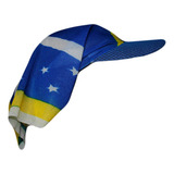 Boné Bandana Unissex Azul Em Bandeira Do Brasil Com Aba Reta