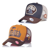 Bone Chapeu Aba Curva American Trucker Prime Kit 2 Uni Agro