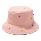 Boné Chapéu Bucket Hat Balde Cata Ovo Flores Bordado Rosa