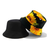 Boné Chapéu Bucket Hat Preto Floral
