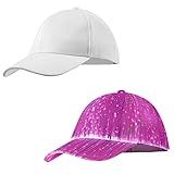 Boné Com Luz LED Com 7 Cores Piscando Luz Por Fibra ótica Boné De Beisebol Neon Brilhante Engraçado Chapéu De Rave Luminoso Branco G