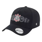 Boné Corinthians Licenciado Supercap Bordado Preto Escudos