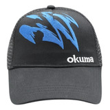 Boné De Pesca Okuma Preto E Azul Logo Pequena