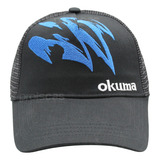 Boné De Pesca Okuma Preto E Azul Logo Pequena