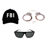 Boné Fbi Policia Óculos Algema Adulto Festa Fantasia