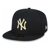 Boné New York Yankees 5950 Gold On Black Fechado New Era
