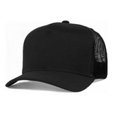 Boné Preto Liso Trucker Básico Telinha Aba Curva Casual
