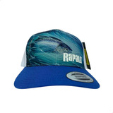 Boné Rapala Logo Azul branco Peixe Ondas 43goljrw