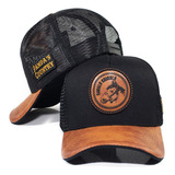 Boné Trucker Masculino Country Aba Couro Cavalo Crioulo