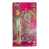 Boneca Amy Com 3 Acessorios Brincos E Varinha Cindelera