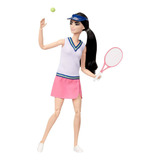 Boneca Articulada Barbie Feita Para Mexer Profissões Tenista Com Raquete E Uniforme De Jogo Hkt73 Mattel