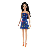 Boneca Barbie Básica Vestido Azul De Borboletas Mattel