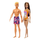Boneca Barbie E Ken Namorados Praia Piscina Original Mattel
