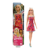 Boneca Barbie Fashion Básica Loira Vestido