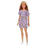 Boneca Barbie Fashion Loira Com Vestido Roxo De Corações Mattel