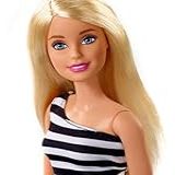 Boneca Barbie Fashion Loira Vestido Listrado