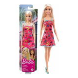 Boneca Barbie Fashion Loira Vestido Rosa