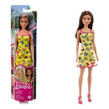 Boneca Barbie Fashion Vestido Amarelo Com Borboletas Mattel