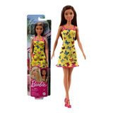 Boneca Barbie Fashion Vestido Amarelo Original