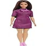 Boneca Barbie Fashionistas 188 Cabelos Castanhos Curvilinía Vestido Xadrez Mattel