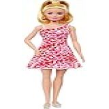 Boneca Barbie Fashionistas 205 Loira Vestido Floral Vermelho E Rosa Sandália Plataforma E Brinco Argola HJT02 Mattel