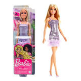 Boneca Barbie Glitter Fashion Mattel Loira Vestido Roxo Nf