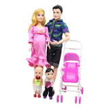 Boneca Barbie Grávida E Família Bebê