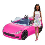 Boneca Barbie Negra Com Carro Conversível Rosa Hby30 Mattel