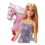 Boneca Barbie Original Cavalo Rosa C Varios Acessórios