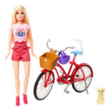 Boneca Barbie Passeio De Bicicleta Vermelha Ciclista Mattel