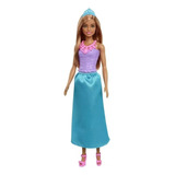 Boneca Barbie Princesas Morena Vestido Saia Azul Mattel