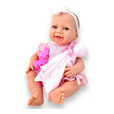 Boneca Bebê Menina Estilo Reborn Acessórios Abre Os Olhos