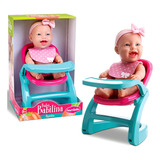 Boneca Bebê Papinha Articulada Com Cadeirão Para Comidinha