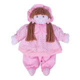 Boneca Camponesa De Pano Grande E Chapéu 55cm De Altura