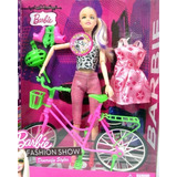 Boneca Ciclista Articulada Com Patins E Vestido Extra