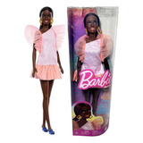 Boneca Colecionável Barbie Fashionistas Menina Morena Negra Preta Retinta Vestido De Festa Pêssego Doll Número 216 Ano De Fabricação 2023 Mattel Brinquedos