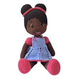Boneca De Crochê Amigurumi Menina Negra Artesanato