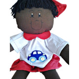 Boneca De Pano Artesanal Negra Decoração Quarto Menino bebe
