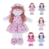 Boneca De Pano Com Vestido Sortidas Kit 2 Unidades 30cm