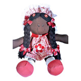 Boneca De Pano Negra Artesanal Decoraçao Quarto festa 55 Cm