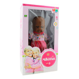 Boneca De Vinil Menina Milkinhas Negra 33cm Infantil Bebê