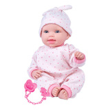 Boneca Infantil Miyo Menina Com Chupeta Som Pijama 33 Cm