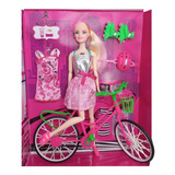Boneca Joyce Bike Acessórios Brinquedo Estilo Barbie Meninas