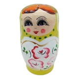 Boneca Madeira Matryoshka Russa Amarela 5 Peças 10 5cm