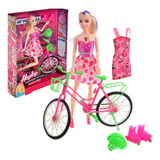 Boneca Modelo Ciclista Articulada Com Bicicleta