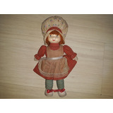 Boneca Moranguinho Antiga Porcelana Pano Linda Ñ Estrela