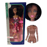 Boneca Negra Fashion Articulada Cabelo Black Preta Africana